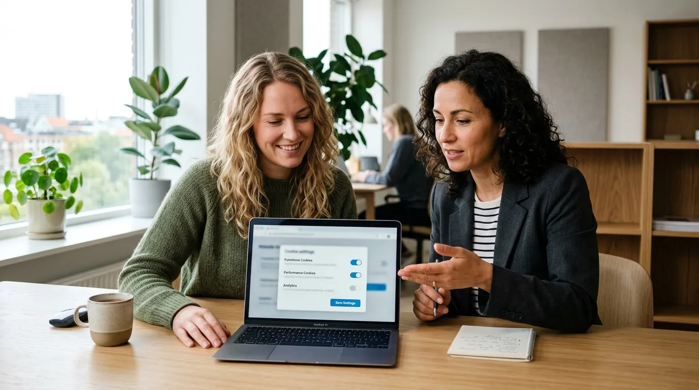 Cookiebanner på hjemmeside med fokus på gyldigt samtykke til cookies og korrekt opsætning