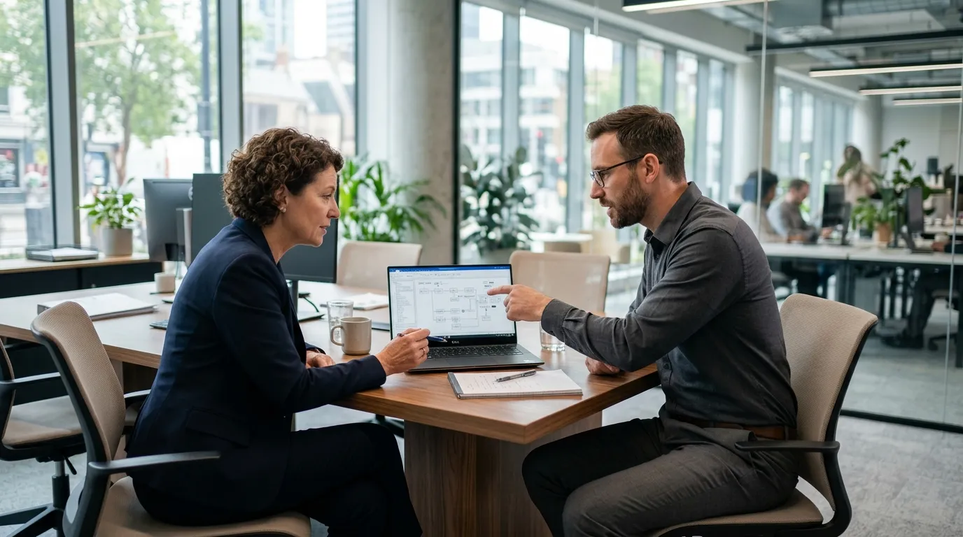 MCP og AI i virksomhed med leder og rådgiver ved systemintegration